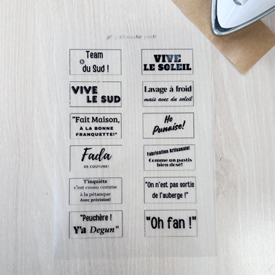 Etiquettes à thermocoller du Sud Fond Transparent